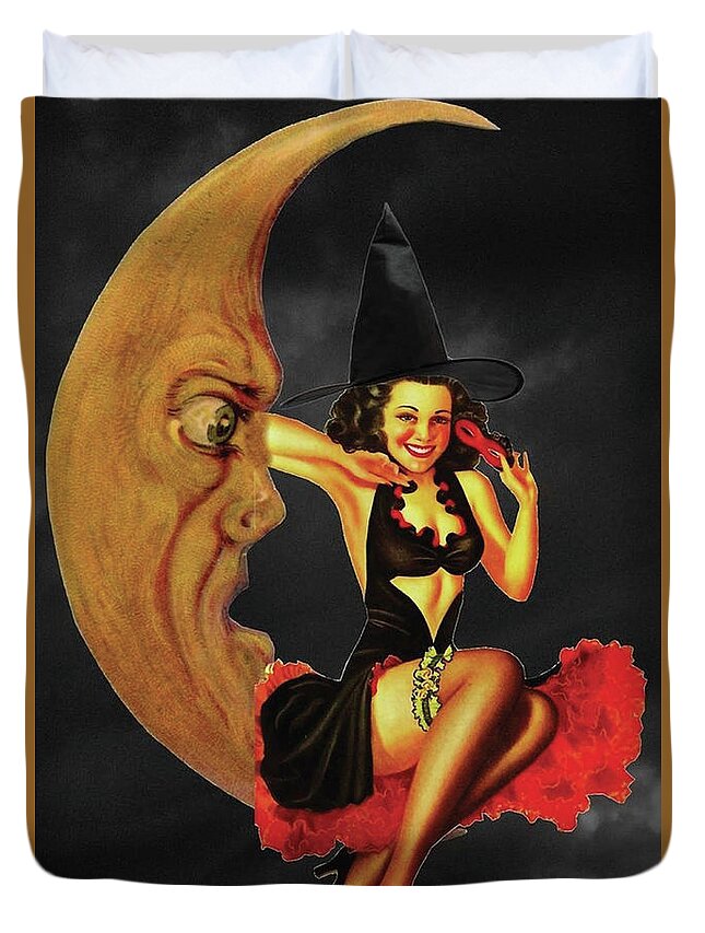 Pinup Duvet Cover featuring the digital art Sexy Moon by Long Shot