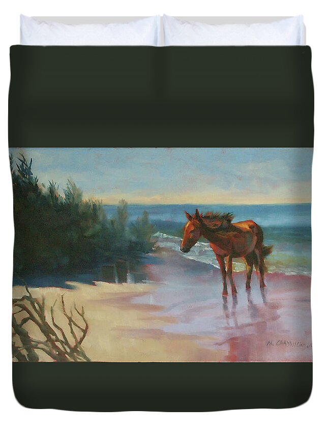 Wild Horse Duvet Cover featuring the painting Shackleford Wild by Marguerite Chadwick-Juner