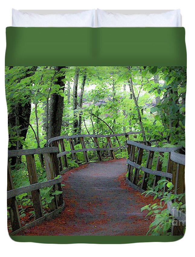 Maine Duvet Cover featuring the digital art Shaded Walk by Patti Powers