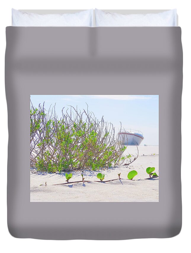 Ship Wreck Duvet Cover featuring the photograph Shades of Green by Alison Belsan Horton