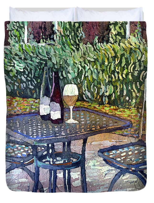 Wine Duvet Cover featuring the painting Shades of Van Gogh - Wine Table by Hailey E Herrera