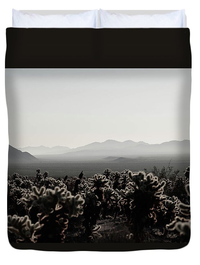Landscape Duvet Cover featuring the photograph Shades on Textures Cholla by Go and Flow Photos