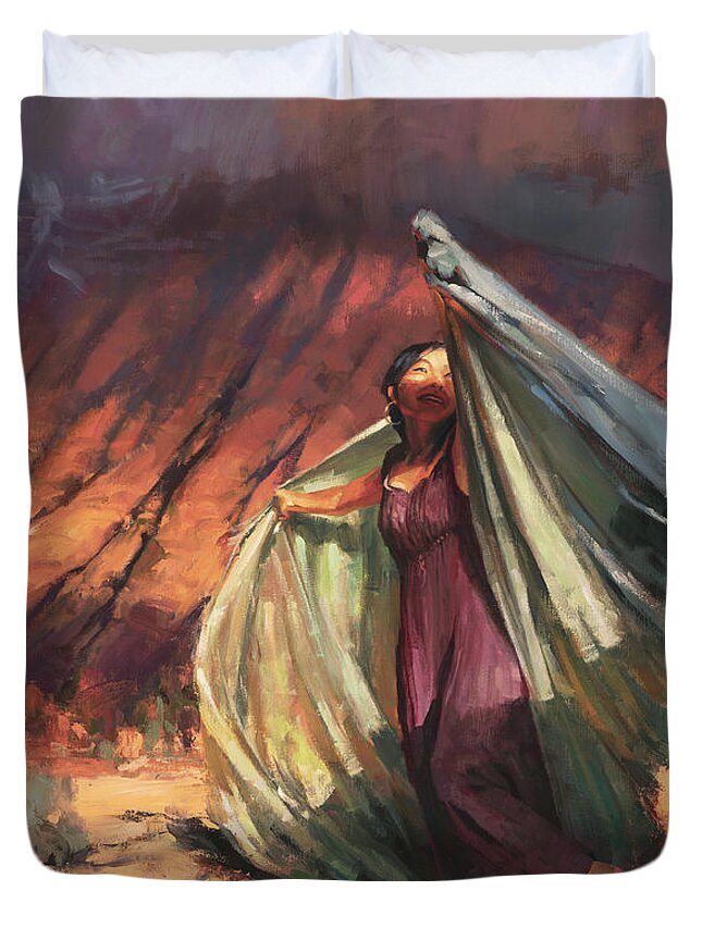 Dance Duvet Cover featuring the painting Shadow Dancer by Steve Henderson