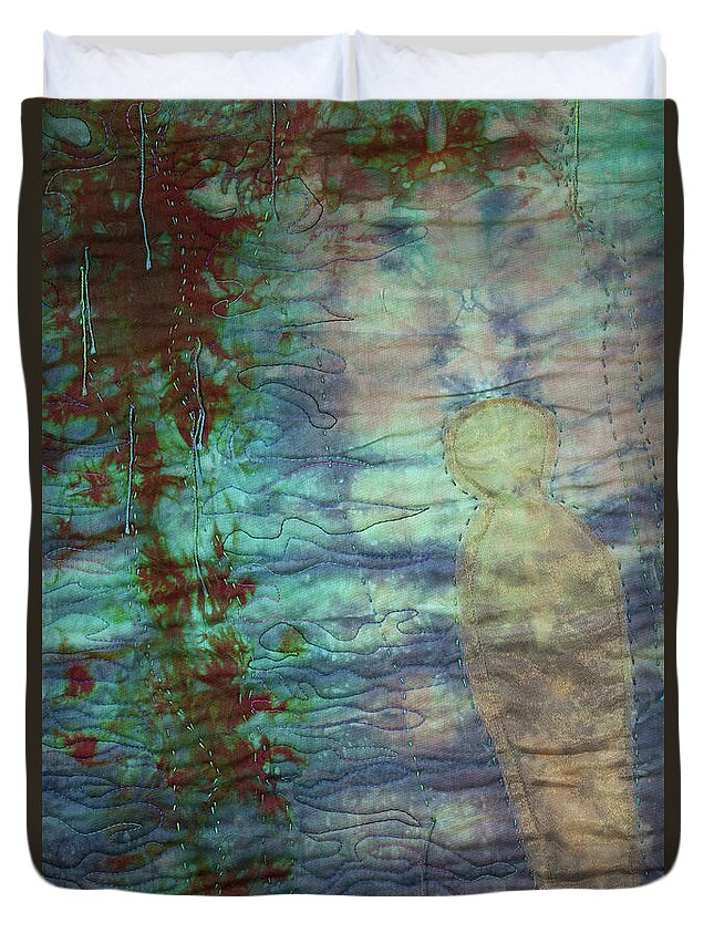 Shadow In The Sand Detail Duvet Cover featuring the mixed media Shadow in the Sand 2 by Vivian Aumond