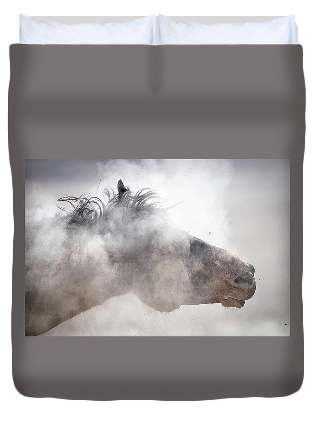 Mustang Duvet Cover featuring the photograph Shakin it off by Julie Argyle
