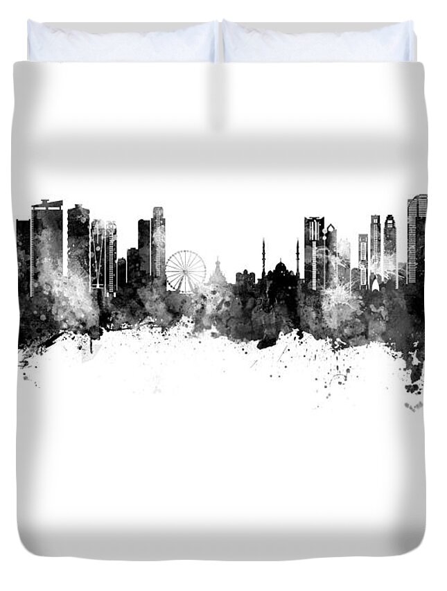 Sharjah Duvet Cover featuring the digital art Sharjah Skyline #18 by Michael Tompsett