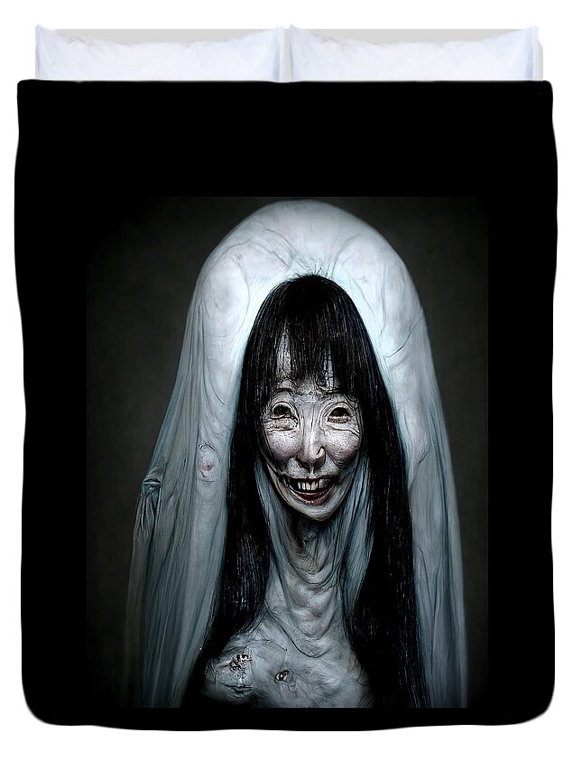Horror Duvet Cover featuring the digital art Nighttime Bride - Artwork by Ryan Nieves