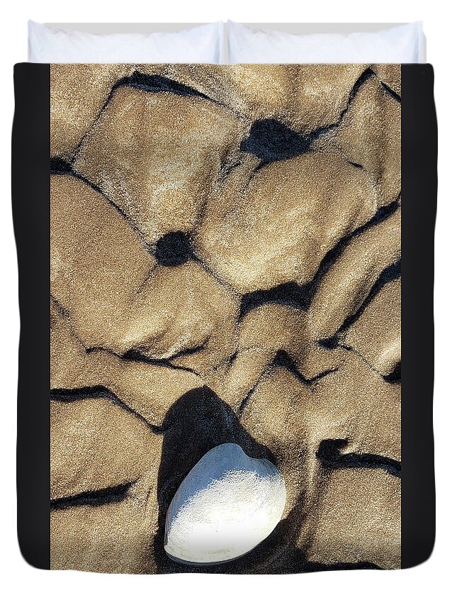 Shell Duvet Cover featuring the photograph Shell Sand and Shadows by Art Cole