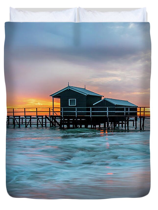 Shelley Beach Duvet Cover featuring the photograph Shelley Beach Boat Jetty by Vicki Walsh