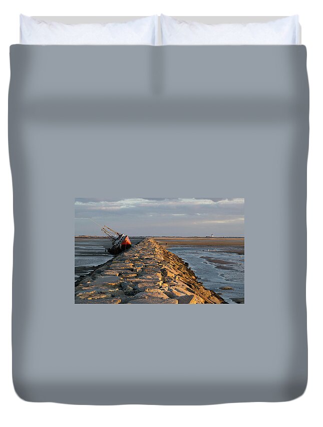 Provincetown Duvet Cover featuring the photograph Ship Wrecked by Ellen Koplow