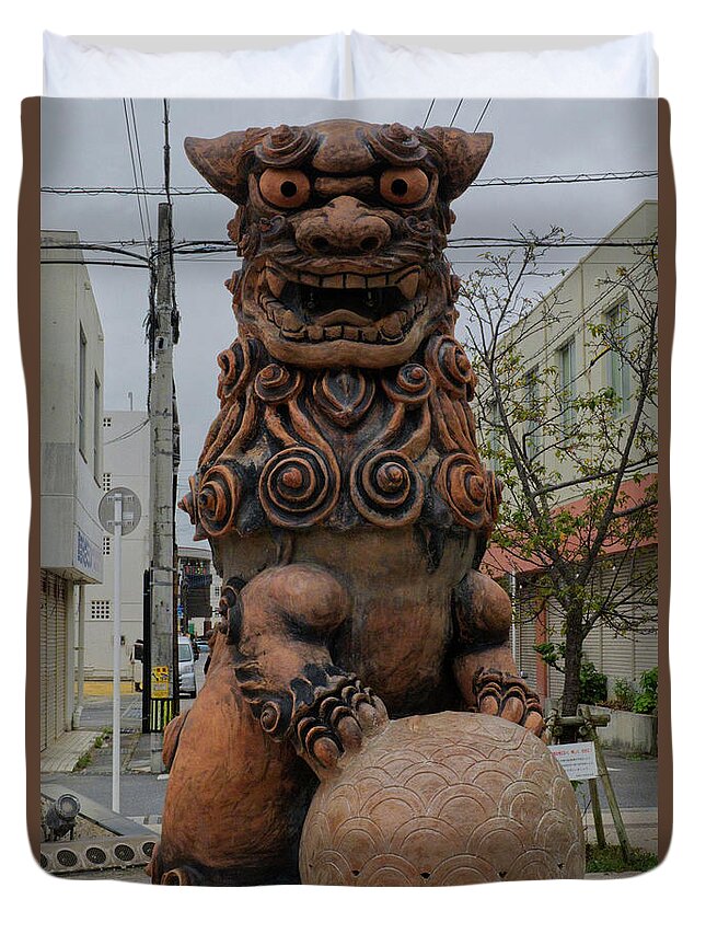 Okinawa Duvet Cover featuring the photograph Shisa by Eric Hafner