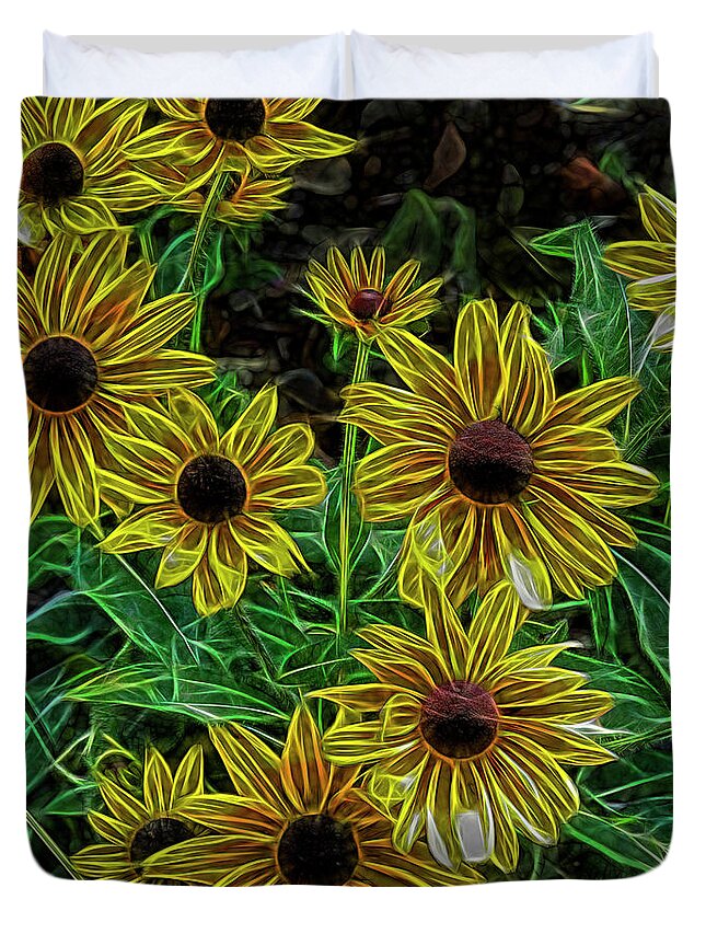 Helianthus Duvet Cover featuring the photograph Short Yellow Sunflower by Bill Barber