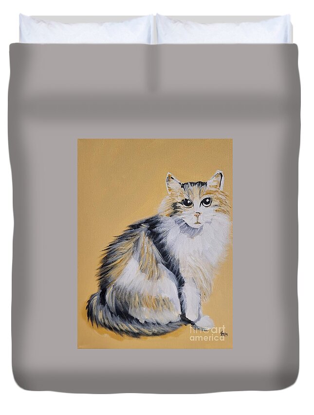 Show Cat Duvet Cover featuring the painting Show Cat by Stacy C Bottoms