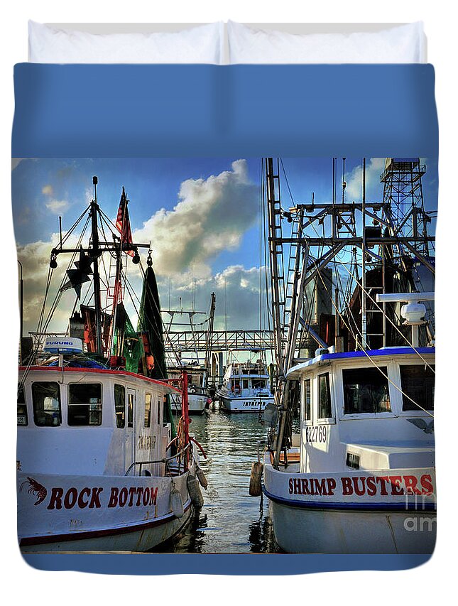 Fishing Duvet Cover featuring the photograph Shrimp Busters by Savannah Gibbs