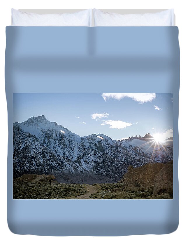 Alabama Hills Duvet Cover featuring the photograph Sierra Sunset by Margaret Pitcher