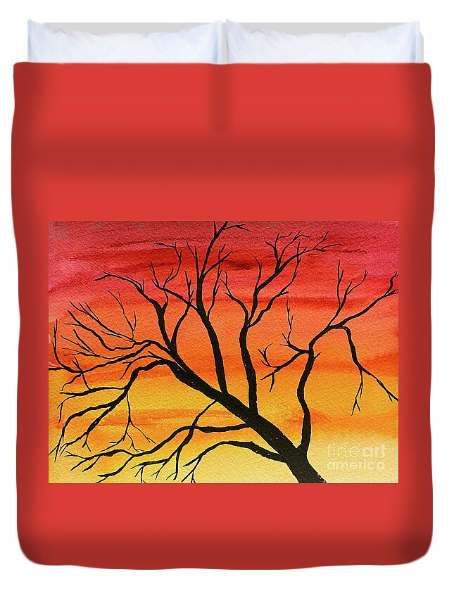 Tree Duvet Cover featuring the mixed media Silhouette by Lisa Neuman