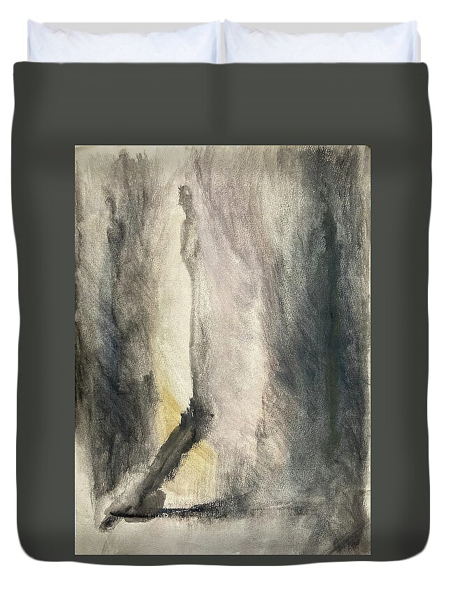 Gouache Duvet Cover featuring the painting silhouettes I by David Euler