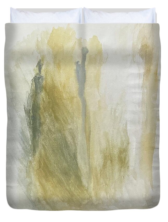 Figures Duvet Cover featuring the painting Silhouettes II by David Euler