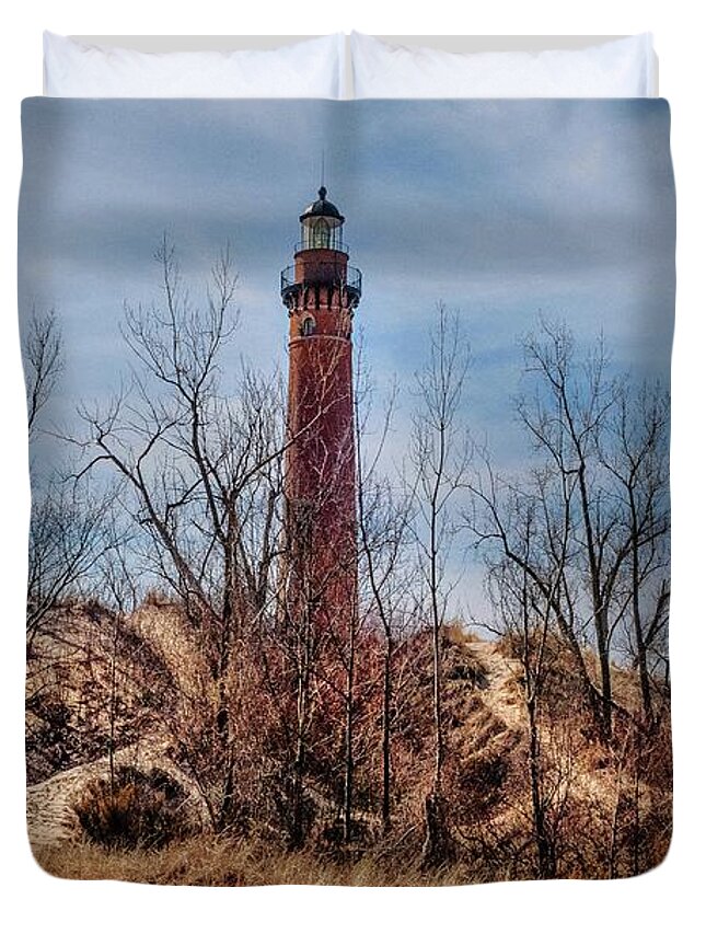 Northernmichigan Duvet Cover featuring the photograph Silver Lake Lighthouse..... IMG_3937 HRes by Michael Thomas