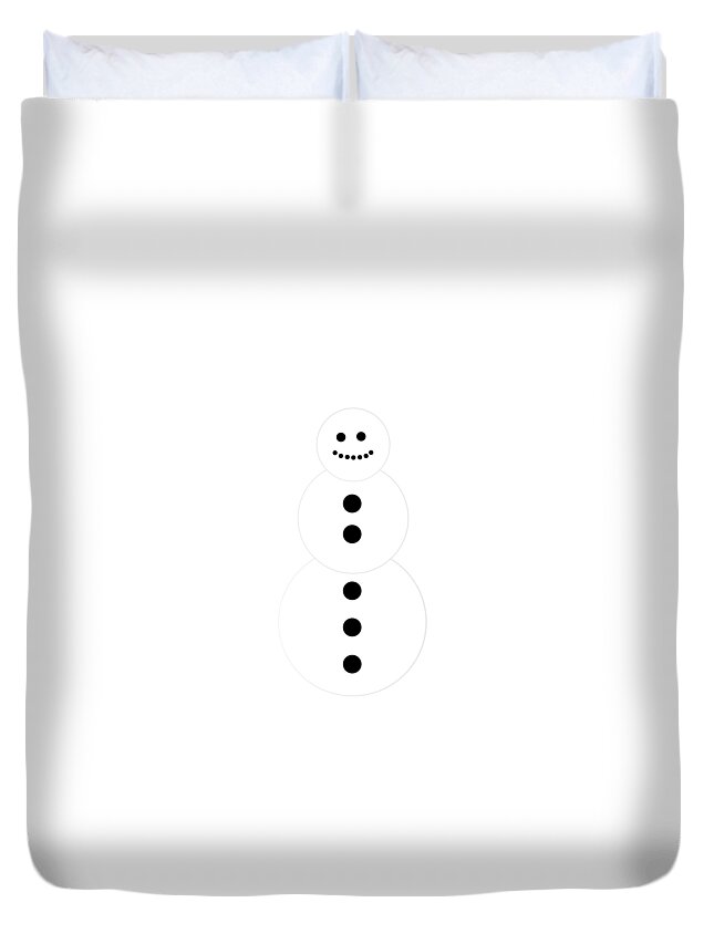 Winter Duvet Cover featuring the digital art Simple Snowman Graphic by Amelia Pearn