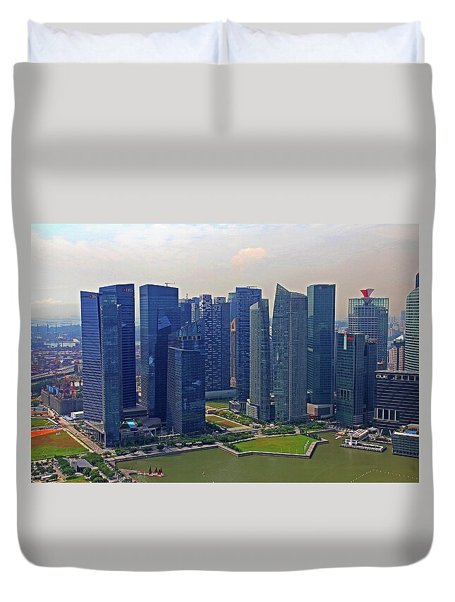 Singapore Duvet Cover featuring the photograph Singapore - Business District by Richard Krebs