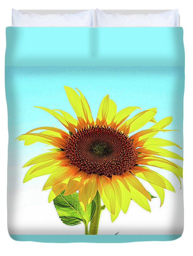 Flower Duvet Cover featuring the photograph Single sunflower by Martin Smith