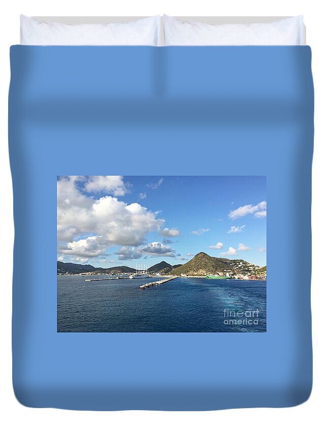St. Martin Duvet Cover featuring the photograph Sint Maarten waterfront by On da Raks