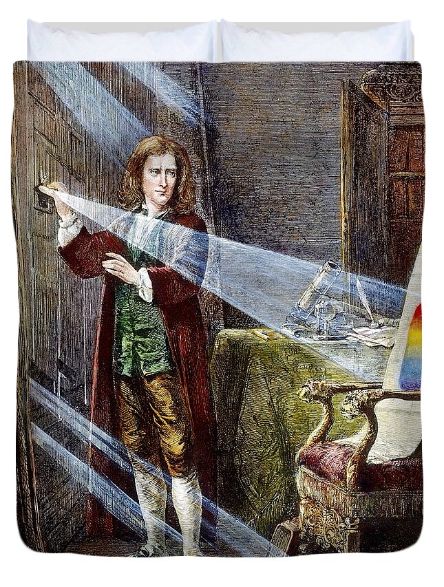 1666 Duvet Cover featuring the drawing Sir Isaac Newton by Granger