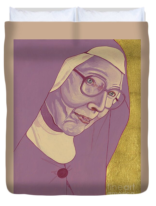 Sister Wendy Beckett Duvet Cover featuring the painting Sister Wendy Beckett 327 by William Hart McNichols