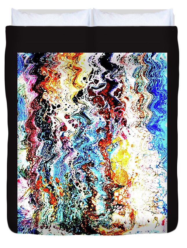 Colors Duvet Cover featuring the painting Sizzle by Anna Adams