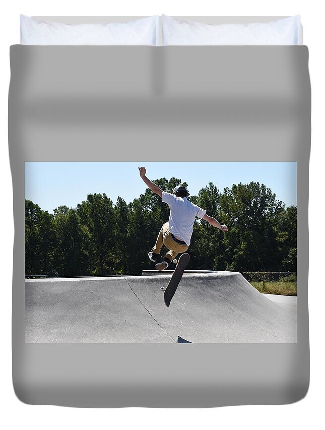 Skateboard Duvet Cover featuring the photograph Skateboarding 69 by Joyce StJames