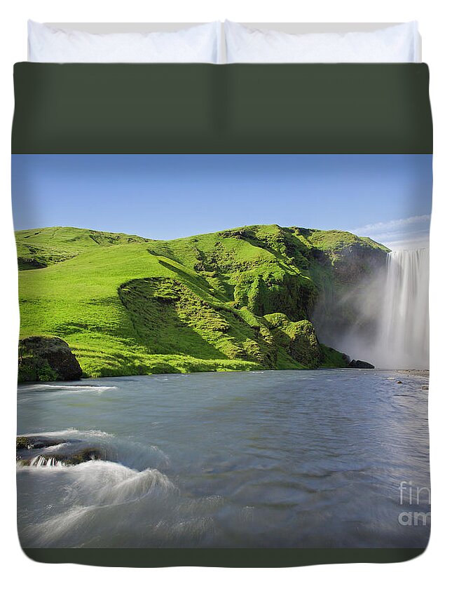 Skoga Duvet Cover featuring the photograph Skogafoss, Iceland by Arterra Picture Library