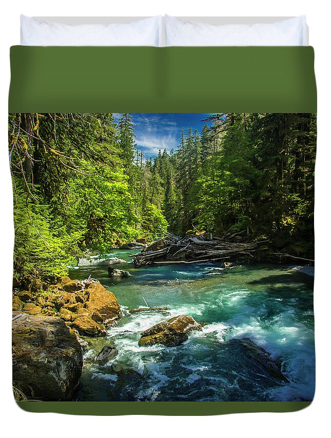Olympic National Park Duvet Cover featuring the photograph Skokomish at Staircase by Doug Scrima