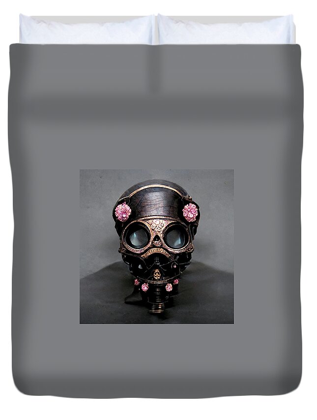Steampunk Duvet Cover featuring the digital art Skull 04 by Sam Ribeiro