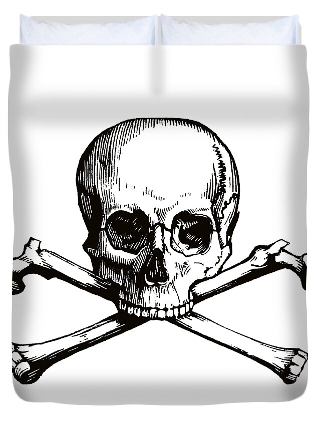 Skull And Crossbones Duvet Cover featuring the digital art Skull and Crossbones by Eclectic at Heart
