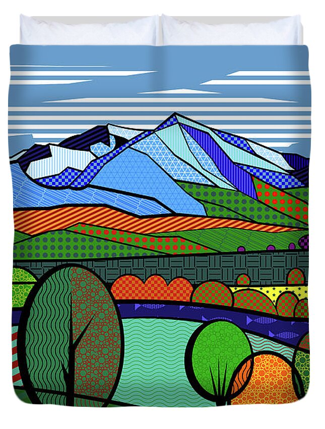 Mount Sopris Duvet Cover featuring the digital art SLAL Mount Sopris by Randall J Henrie