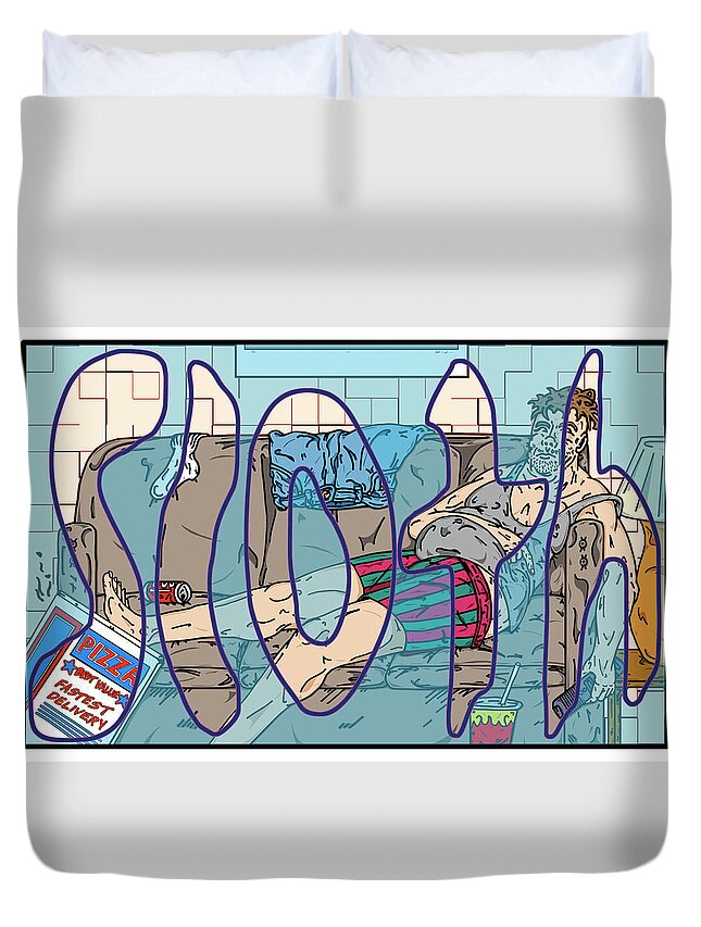Sloth Duvet Cover featuring the digital art Sloth from the Seven Deadly Sins Series by Christopher W Weeks
