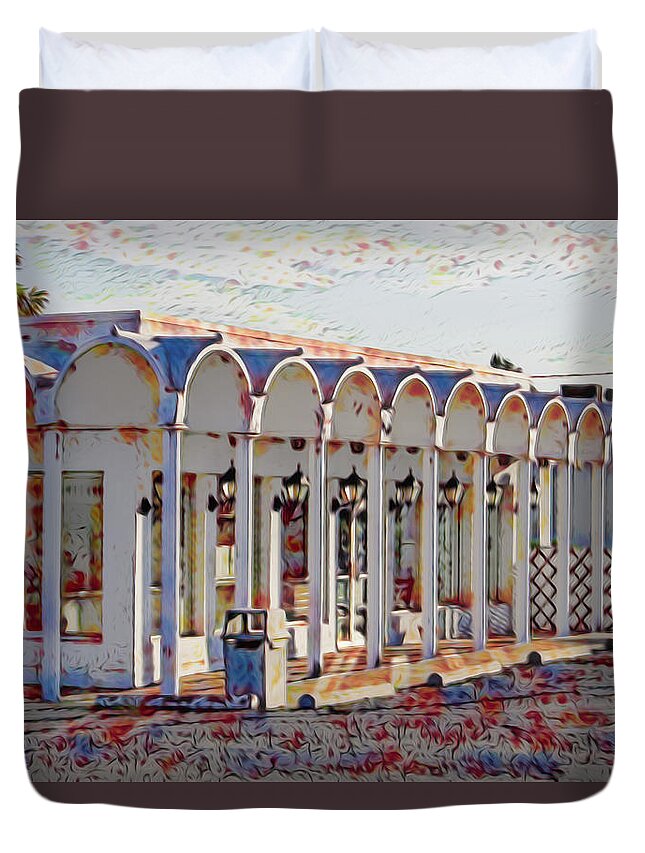 Architecture Duvet Cover featuring the photograph Small Town Pizza Shop by Roberta Byram
