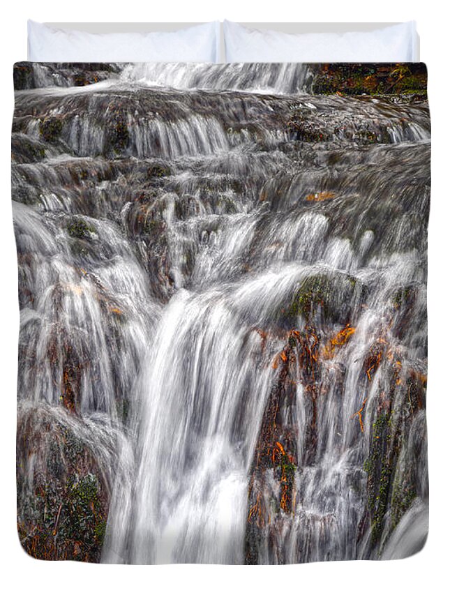 Waterfalls Duvet Cover featuring the photograph Small Waterfalls 3 by Phil Perkins