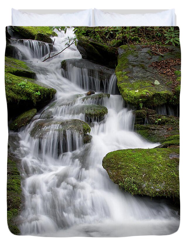 Little River Duvet Cover featuring the photograph Small Waterfalls 6 by Phil Perkins