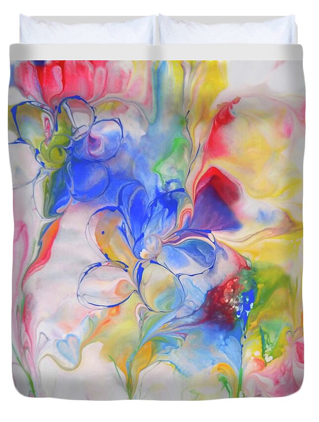 Rainbow Colors Duvet Cover featuring the painting Smile With You by Deborah Erlandson