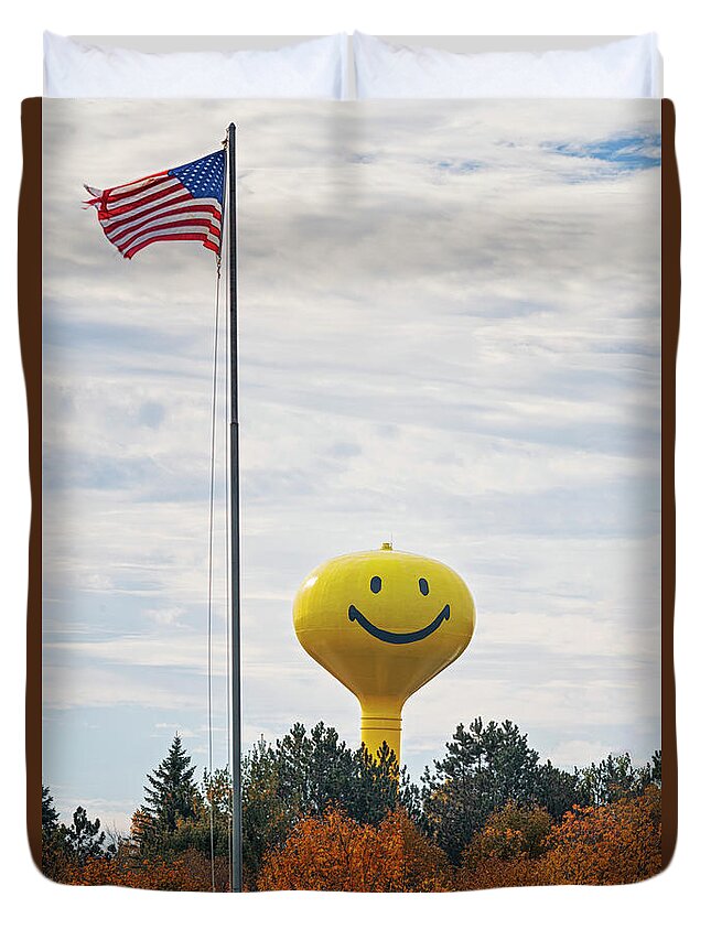 West Branch Smiley Tower Duvet Cover featuring the photograph Smiley Tower by Peg Runyan