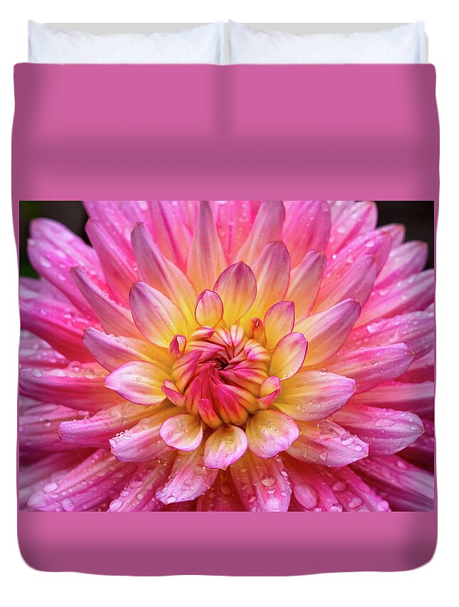 Dahlia Duvet Cover featuring the photograph Smiling by Louise Lindsay