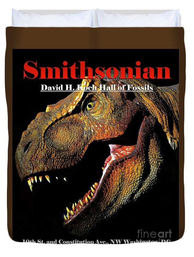 Smithsonian National Museum Of Natural History Duvet Cover featuring the mixed media Smithsonian T Rex hall of fossils by David Lee Thompson