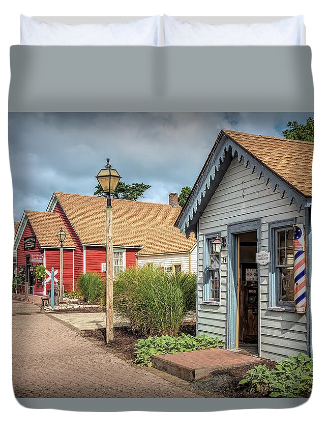 New Jersey Duvet Cover featuring the photograph Smithville Old Barber Shoppe by Kristia Adams