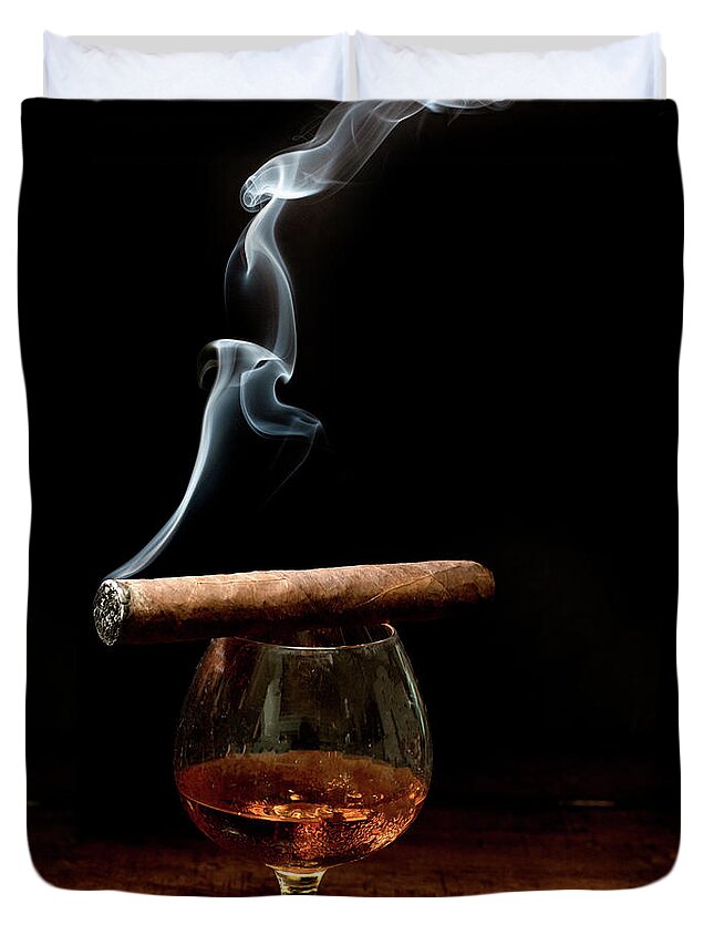 Jackdaniels Duvet Cover featuring the photograph Smoke and Cordial by Jody Lane