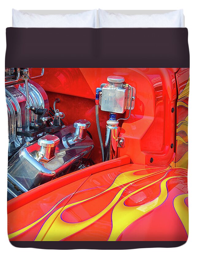 Car Duvet Cover featuring the photograph Smokin' Hot Willys by Mike Martin