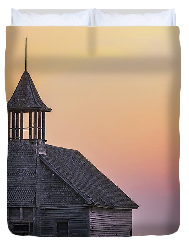Old School Duvet Cover featuring the photograph Smoking Sky At Sunset by Darren White
