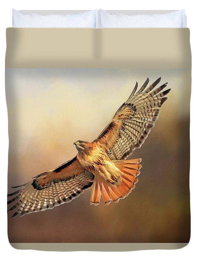Red Tail Hawk Duvet Cover featuring the photograph Smooth Operator by Donna Kennedy
