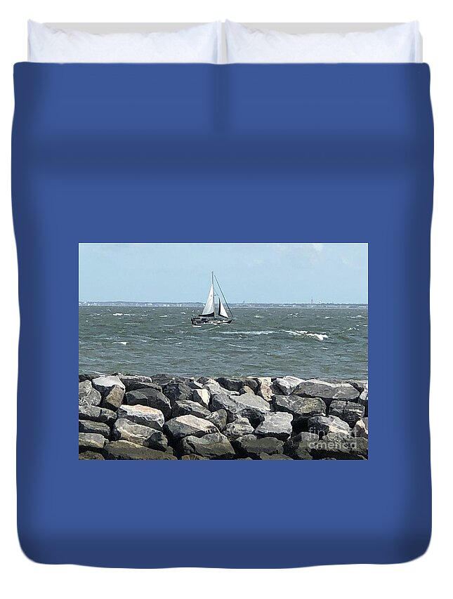 Seagull Duvet Cover featuring the photograph Smooth Sailing Clouds by Catherine Wilson